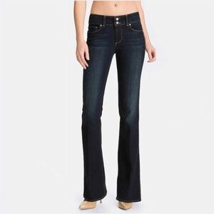 Paige Hidden Hills Boot Cut Denim Jeans Mae Dark Blue Wash Size 25